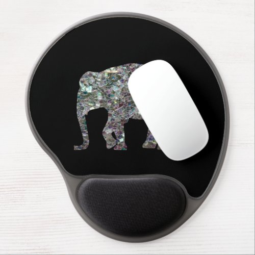 Sparkly silver mosaic glitter Elephant Gel Mouse Pad