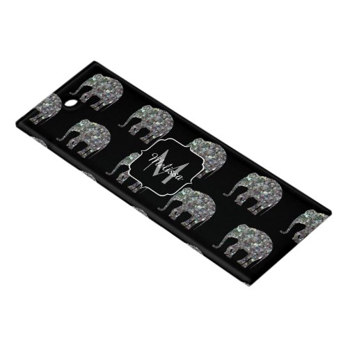 Sparkly silver mosaic glitter Elephant Monogram Ruler