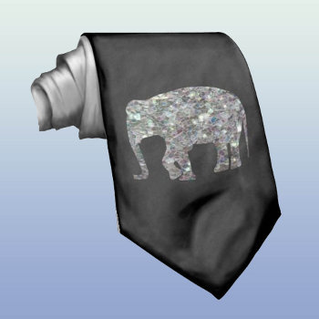 Sparkly Silver Mosaic Glitter Elephant Neck Tie by PLdesign at Zazzle