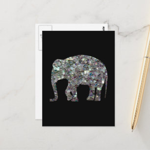 Sparkly silver mosaic glitter Elephant Postcard