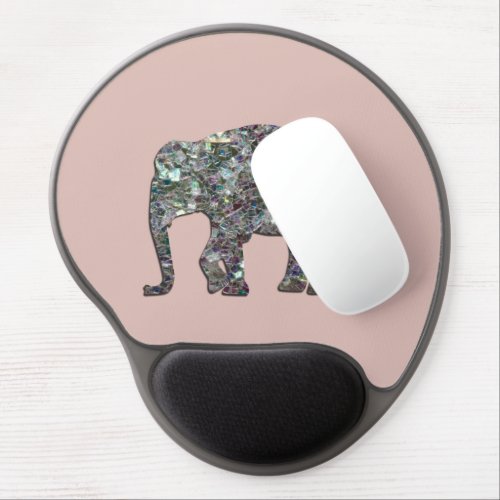 Sparkly silver mosaic glitter Elephant rose pink Gel Mouse Pad