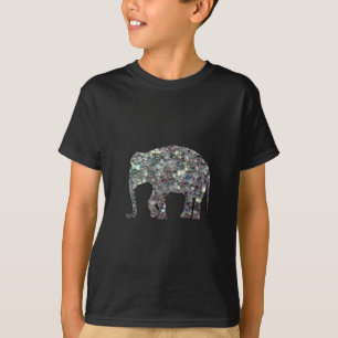 Sparkly silver mosaic glitter Elephant T-Shirt
