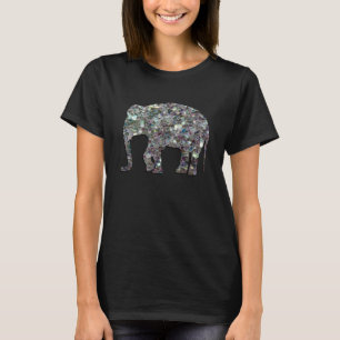 Sparkly silver mosaic glitter Elephant T-Shirt