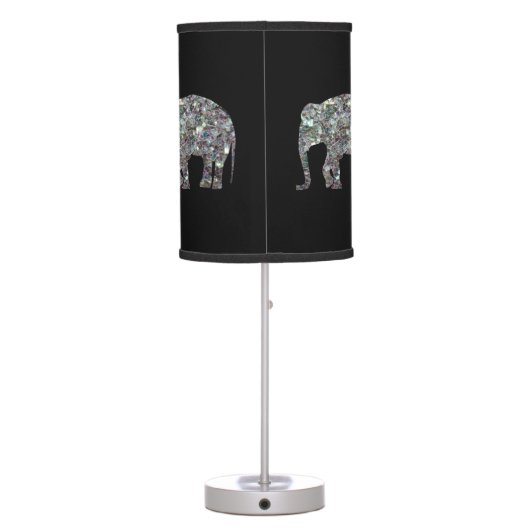 Sparkly silver mosaic glitter Elephant Table Lamp (Back)