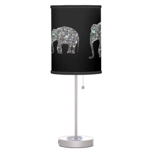 Sparkly silver mosaic glitter Elephant Table Lamp (Left)