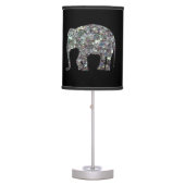 Sparkly silver mosaic glitter Elephant Table Lamp (Front)