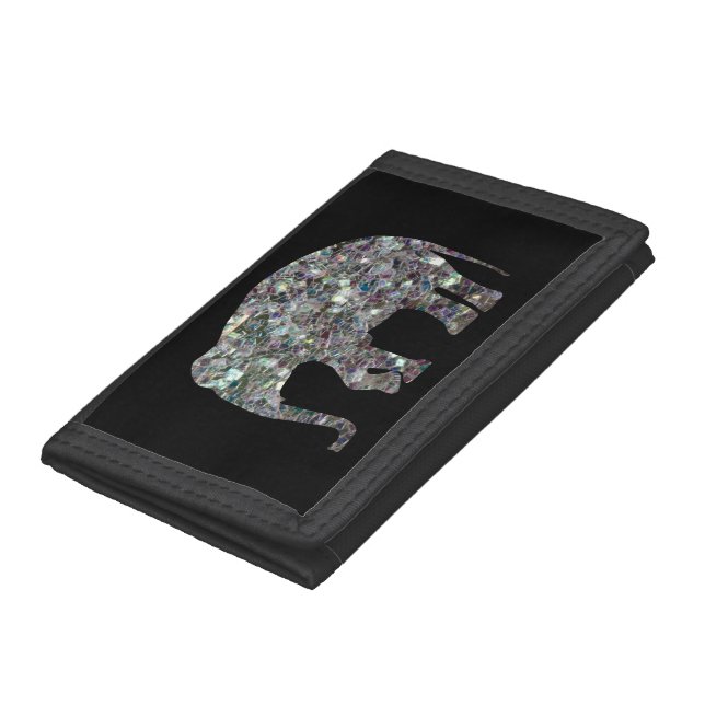 Sparkly silver mosaic glitter Elephant Tri-fold Wallet (Bottom)