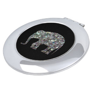 Sparkly silver mosaic glitter Elephant Vanity Mirror