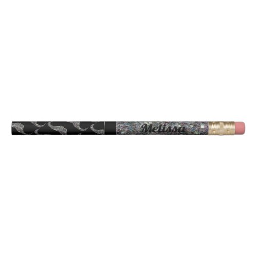 Sparkly silver mosaic Mustache pattern Personalize Pencil