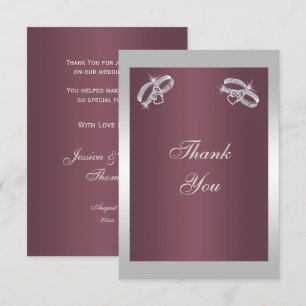 Sparkly Silver Rings & Burgandy Thank You Card