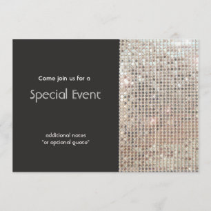 Sparkly Silver Sequins Festive Fun Party Invitation