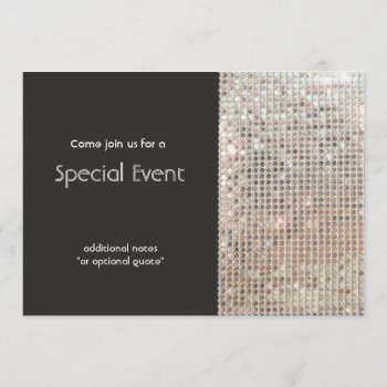 Sparkly Silver Sequins Festive Fun Party Invitation by pixiestick at Zazzle