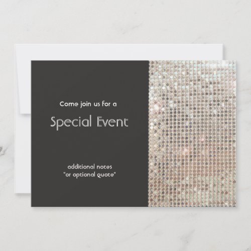 Sparkly Silver Sequins Festive Fun Party Invitation