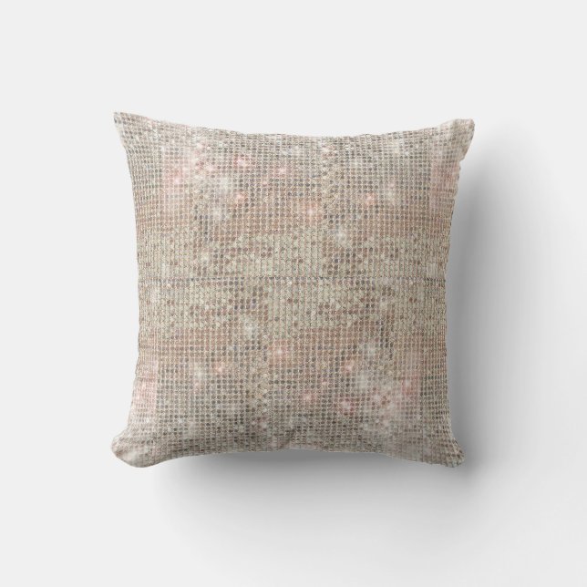 Sparkly Silver Sequins Throw Pillow (Front)
