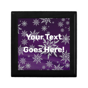 Sparkly Silver Snowflakes on Purple Gift Box