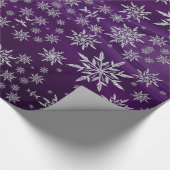 Sparkly Silver Snowflakes on Purple Wrapping Paper (Corner)