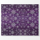 Sparkly Silver Snowflakes on Purple Wrapping Paper (Flat)