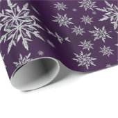 Sparkly Silver Snowflakes on Purple Wrapping Paper (Roll Corner)