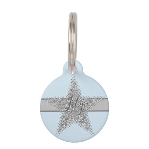Sparkly Silver Star Pet ID Tag
