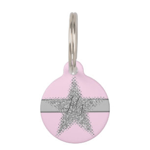 Sparkly Silver Star Pet ID Tag