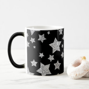 Sparkly Silver Stars Christmas holidays pattern Color Morph Mug