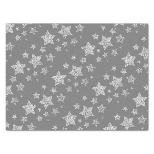 Sparkly Silver Stars Christmas holidays pattern Tissue Paper