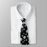 Sparkly Silver Stars Christmas pattern black Neck Tie