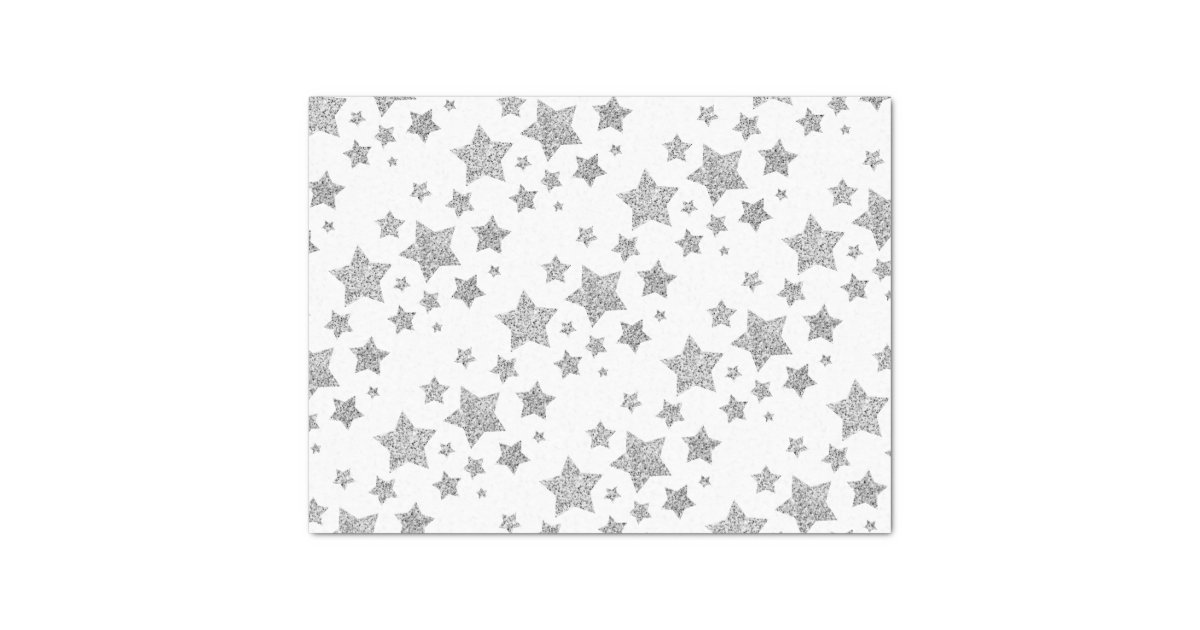 Sparkly Silver Stars Christmas pattern on black Wrapping Paper Sheets, Zazzle in 2023