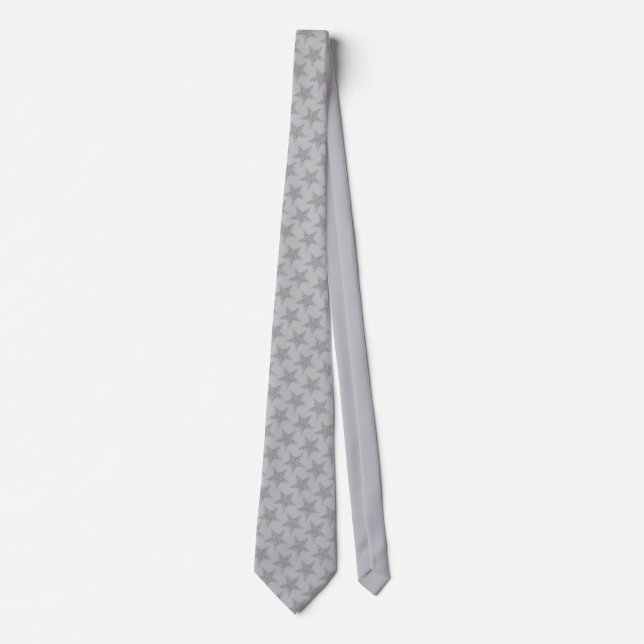 Sparkly Silver Stars Neck Tie (Front)
