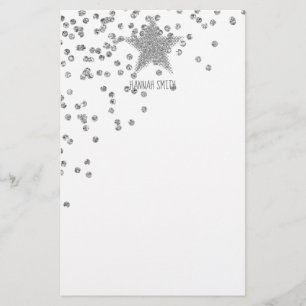 Sparkly Silver Stars Personnalised Stationery
