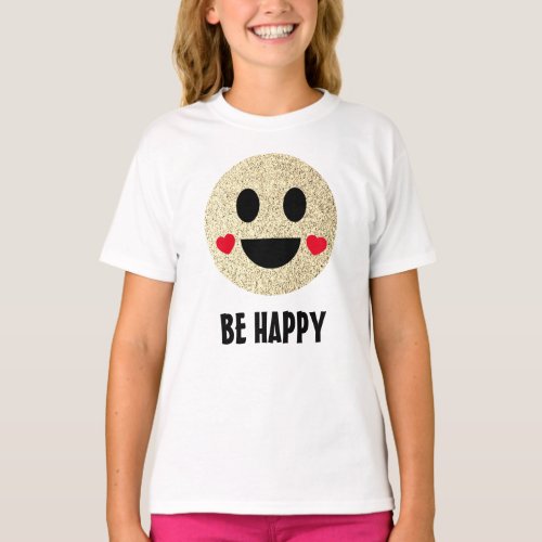 Sparkly Smile face emoticon Be Happy customize T_Shirt
