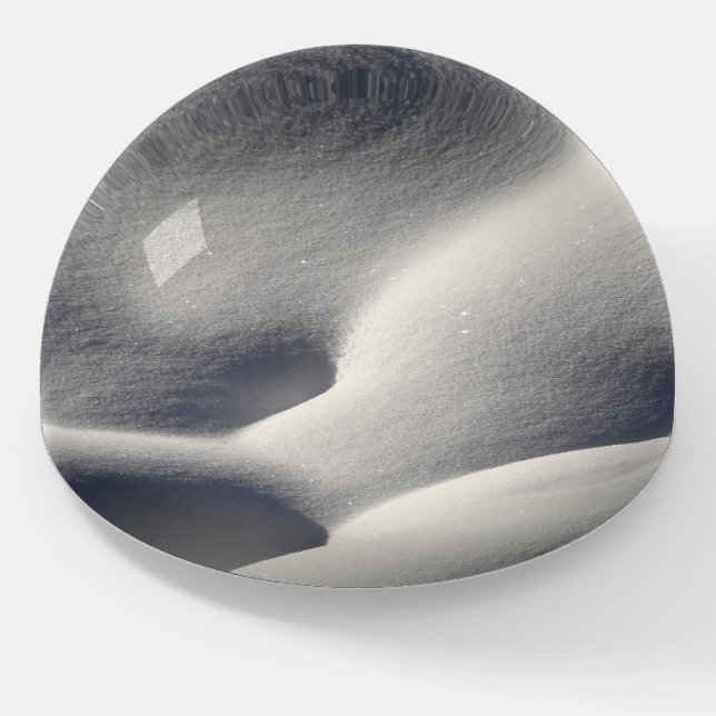 Sparkly Snow Mounds Abstract Nature Paperweight (Angled)