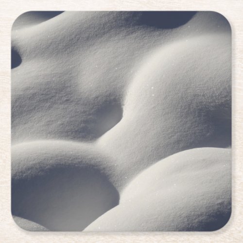 Sparkly Snow Mounds Abstract Nature Photography Square Paper Coaster