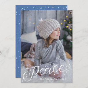 sparkly snow peace holiday card
