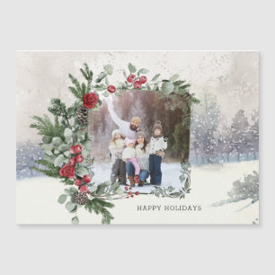 Sparkly Snow Scene Winter Floral Photo