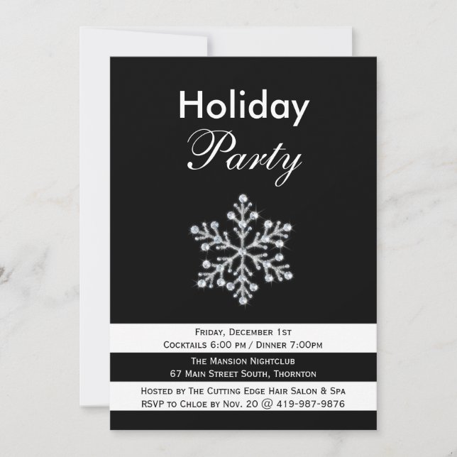Sparkly Snowflake Corporate Holiday Party Invite (Front)