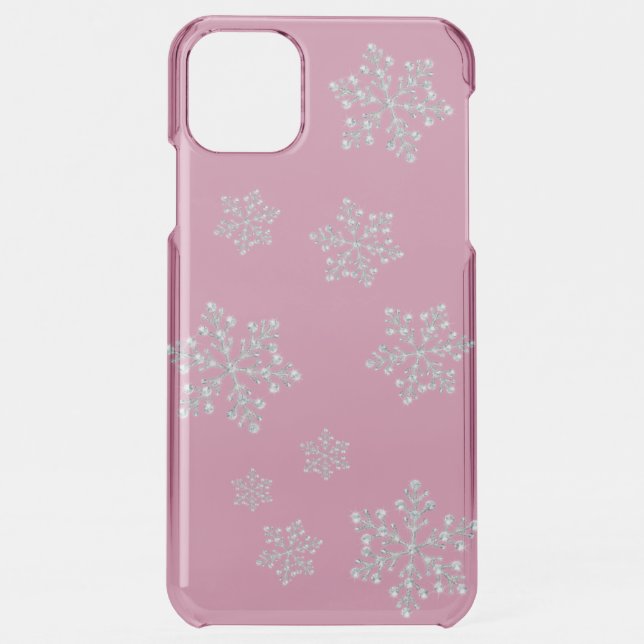 Sparkly Snowflakes on Icy Pink iPhone Case (Back)