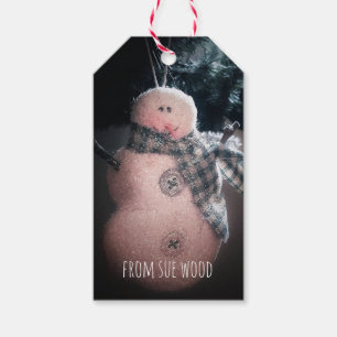 Sparkly Snowman Custom Name Gift Tags