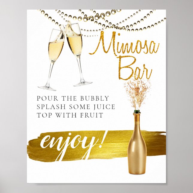 Sparkly So Elegant Bridal Brunch Mimosa Bar Sign (Front)