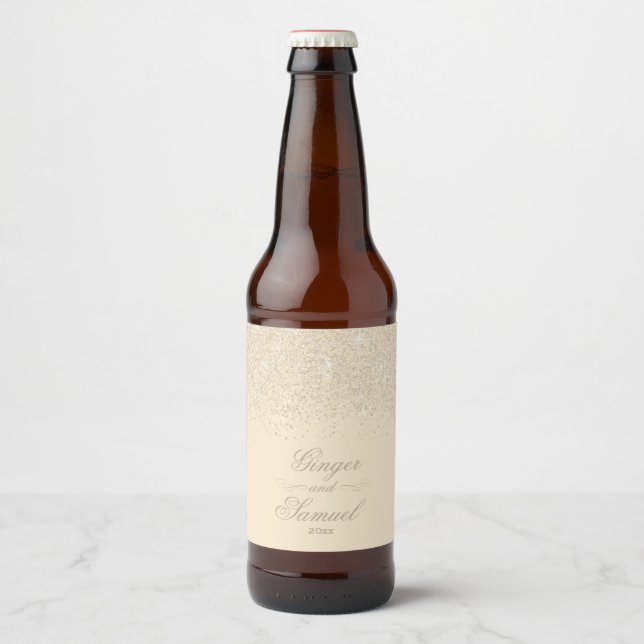 Sparkly Sparkling Wine Glitter Beer Bottle Label (Front)