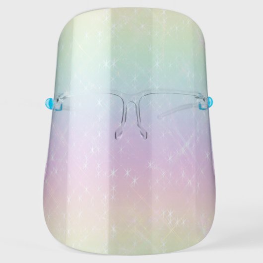 Sparkly Spring Rainbow Pastel Ombre Face Shield (Front)