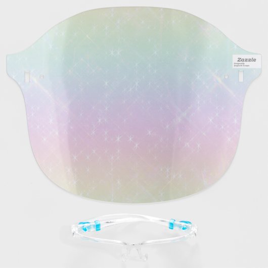 Sparkly Spring Rainbow Pastel Ombre Face Shield (Front w/Glasses)