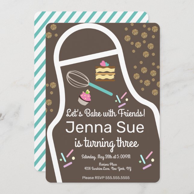 Sparkly Sprinkle Cupcake Decorating Birthday Invitation (Front/Back)