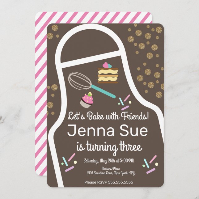 Sparkly Sprinkle Cupcake Decorating Birthday Invitation (Front/Back)