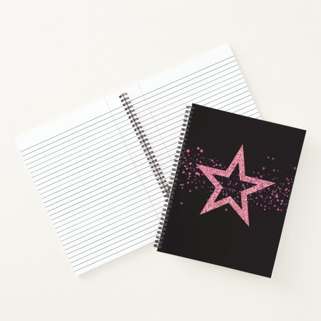 Sparkly Star Baby Pink pretty Notebook (Inside)