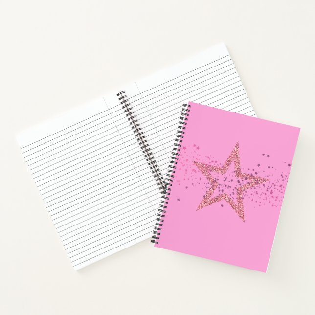 Sparkly Star Baby Pink pretty Notebook (Inside)