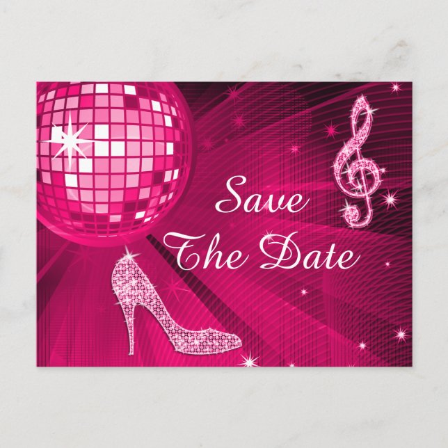 Sparkly Stiletto Heel 16th Birthday Save The Date Announcement Postcard (Front)