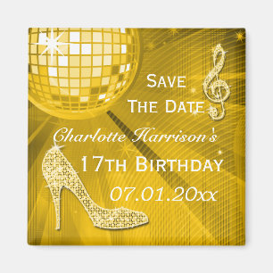 Sparkly Stiletto Heel 17th Birthday Save The Date Magnet