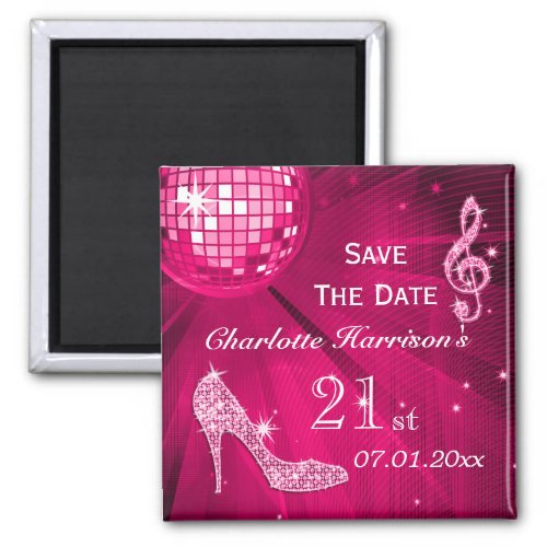 Sparkly Stiletto Heel 21st Birthday Save The Date Magnet