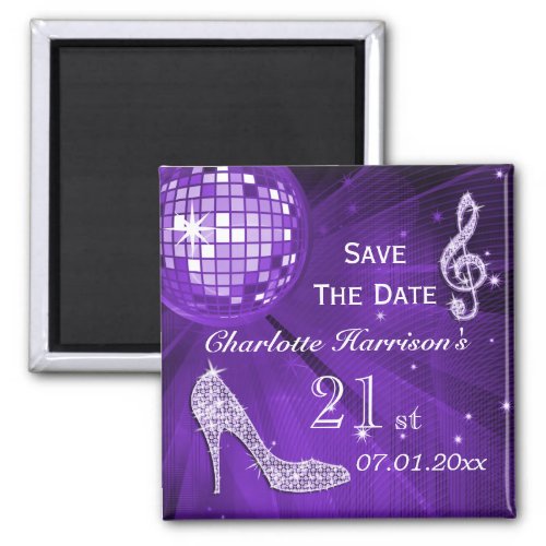 Sparkly Stiletto Heel 21st Birthday Save The Date Magnet